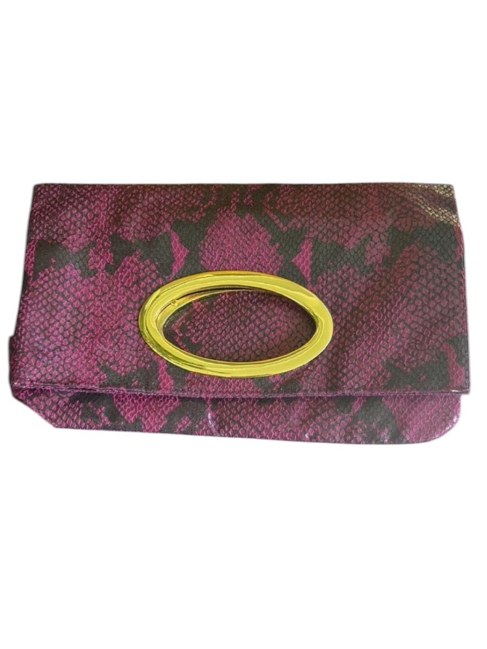 Vintage Pink & Black Python Embossed Handbag Clutch